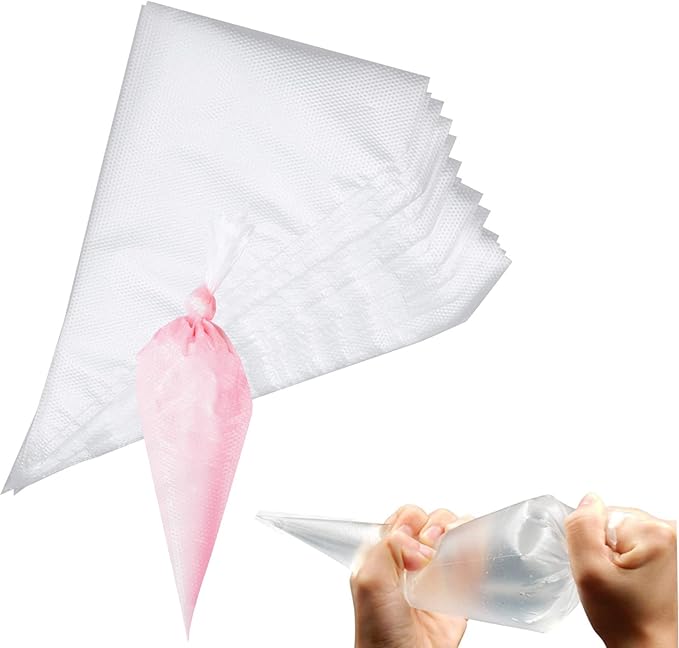 RoseFlower 100 Pcs Piping Bags Disposable, 20 Inch [Extra Thick] Pastry Icing Bag, Heavy Duty Anti Burst Cake Decorating Piping Bagfor Cake, Cream Frosting, Cookie Decorating, Making Noodle