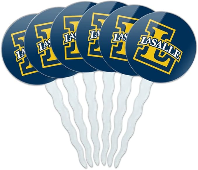 La Salle University Primary Logo Cupcake Picks Toppers Decoration Set of 6