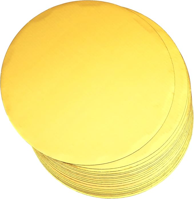 qiqee 12 Inch Gold Cake Boards Round 40-Packs Circles Rounds Base Food-Grade Cardboard Cake Plate（Thinner But Stronger）