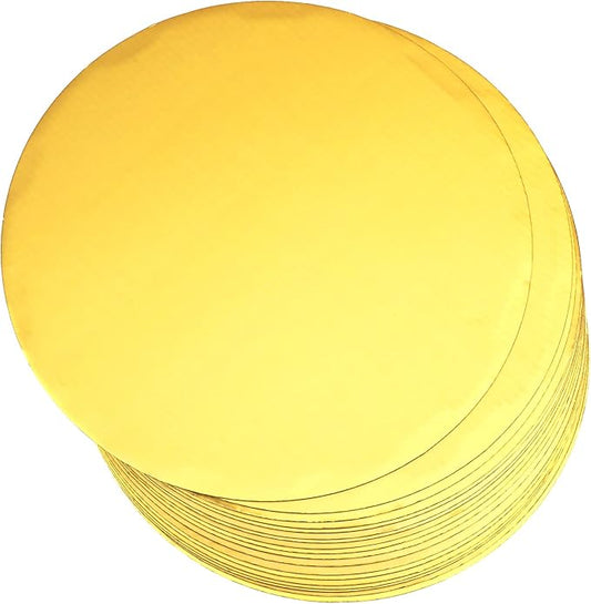 qiqee 12 Inch Gold Cake Boards Round 40-Packs Circles Rounds Base Food-Grade Cardboard Cake Plate（Thinner But Stronger）