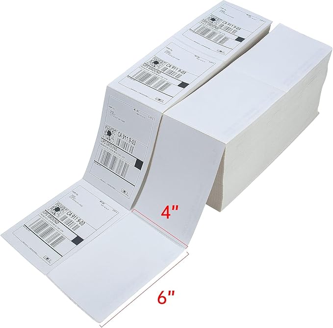 L LIKED 4000 4x6 Thermal Labels Fanfold, Direct Thermal Shipping Labels - Perforated and Strong Adhesive