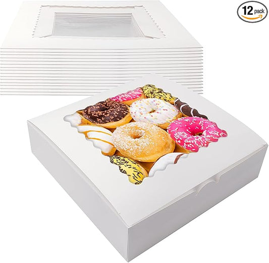 itechpanda 12 Pack Pie Boxes 10x10x2.5 Inch White Bakery Boxes with Window Cookie Boxes Chocolate Covered Strawberries Boxes for Baking Dessert Donut Christmas Party Wedding Valentine’s Mother’s Day