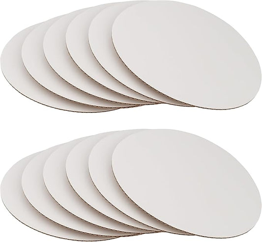 10 inch White Cake Boards - Sturdy Corrugated Round Cake Bases - 12 Pack