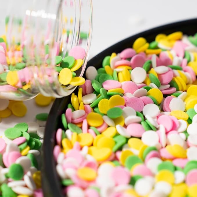 NIPEOR Rainbow Sprinkles Confetti Sprinkles 3.53oz/100gEdible Sprinkle Topping Confetti Sprinkles, Round Sprinkles for Cake Decorating, Cupcake Candy Sprinkles and Ice Cream Toppings (Rainbow Confetti Yellow Orange Blue)