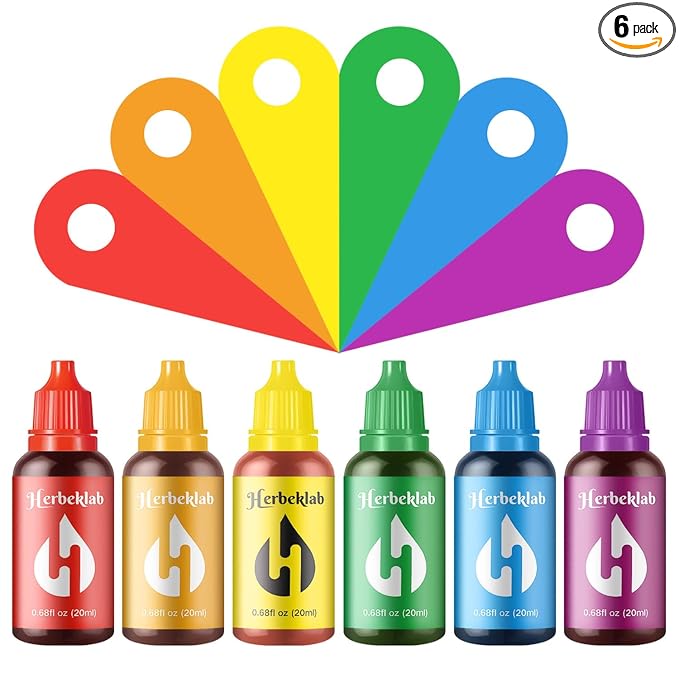 Food Coloring Liquid - 6 Colors x 20 ml Water-Based Concentrated Food Dye for Slime, Baking, Icing, Cake Decorating & Easter Eggs