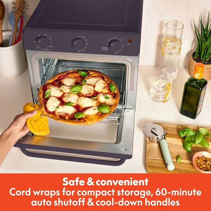 7-in-1 Air Fryer Toaster Oven with Convection, 1700W, Fits 6 Slices or 12-Inch Pizza, Tempered Glass Door, Timer, Easy Controls, Countertop Kitchen Appliance (Plum)