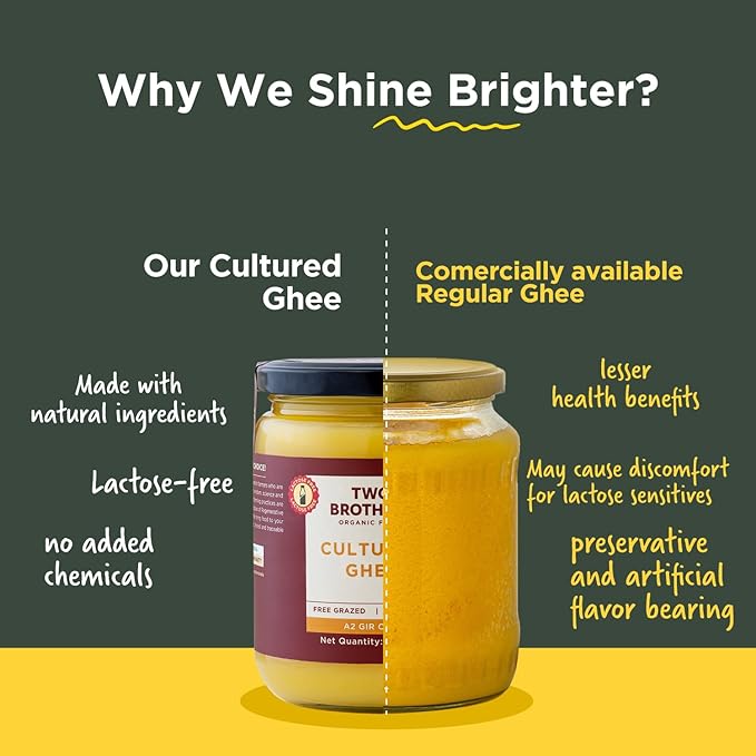 A2 Ghee Butter Organic Grass Fed from Gir Cow | Gut Friendly | Healthy Butter Alternative | Non-GMO, Lactose-Free, Keto Friendly – 2lb from Two Brothers Organic Farms