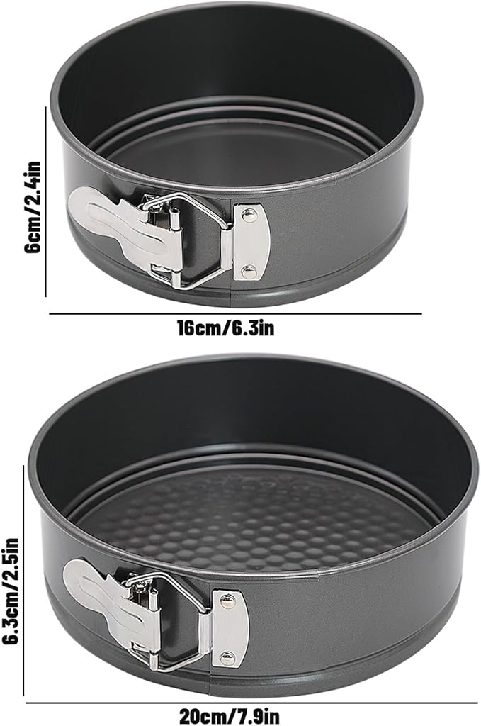 2 PCS Round Springform Cake Tin, Removable Base, Stainless Steel Cake Mold with Snap Closure and Non Stick Layer, Easy to Demould, for Chiffon Cakes
