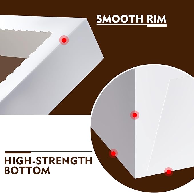 20 Pcs Cake Boxes, 10x10x8 Inch Tall Cake Box with Window, White Cake Boxes 10 Inch, Large Square Cake Box, Disposable Bakery Boxes for Cake Pastry Desserts Cookies Pies Wedding Birthday Party