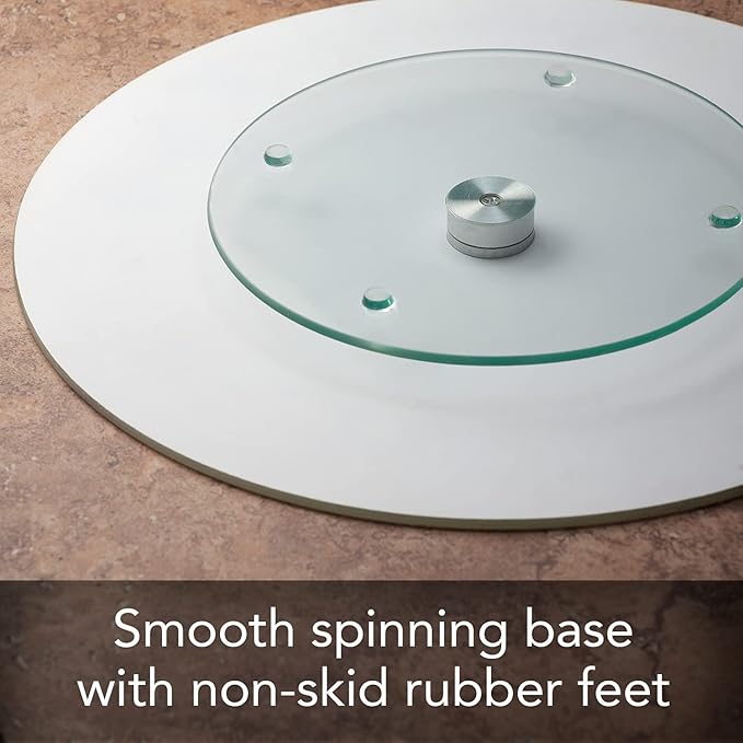 Ocean Fantasy 4mm Tempered Glass Lazy Susan Turntable 13" Round Cake Plate, Pizza Stand, Condiment Caddy