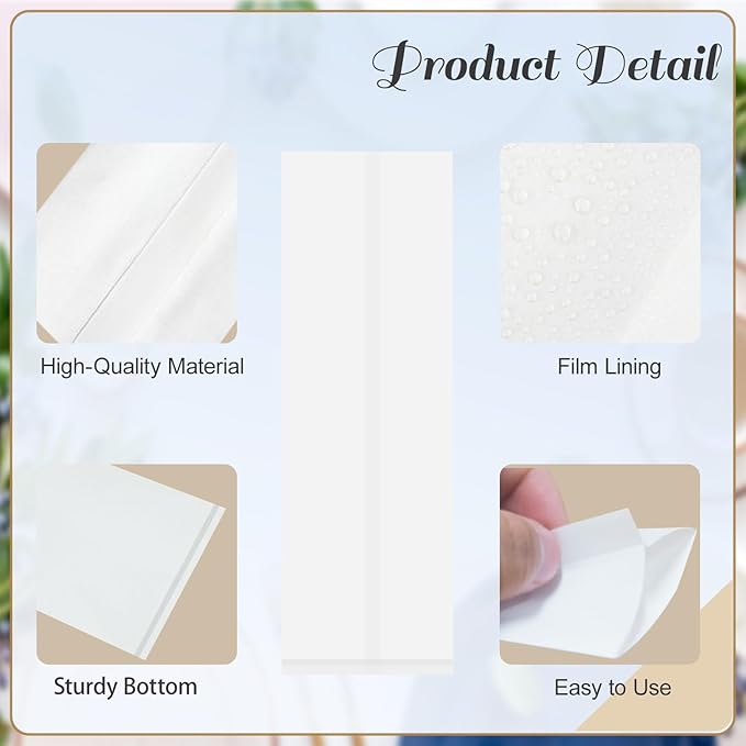 150 Pcs Silverware Churro Bags White Kraft Paper Silverware Sleeves for Kitchen Utensil Treats Bakery Cookies, 3.1 x 9.8 Inch