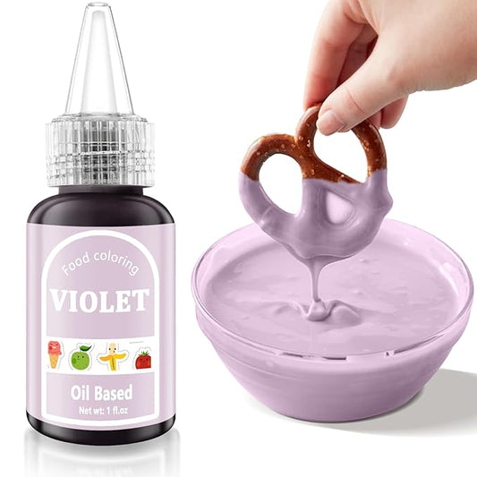 Violet Oil Based Food Coloring for Chocolates Melts - 30ML Tasteless Liquid Edible Oils Food Dye Candy Cookies Decorating, Vivid Oil Food Color Baking Frosting Cake Decorations,Soap Cosmetics, Non-GMO