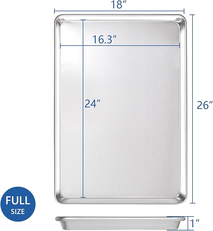 HARDURA Aluminum Baking Sheet Pan 18”L X 26”W X 1”H Cookie Sheet, 12Packs, For Oven in Bakery & Restaurant, Kitchen