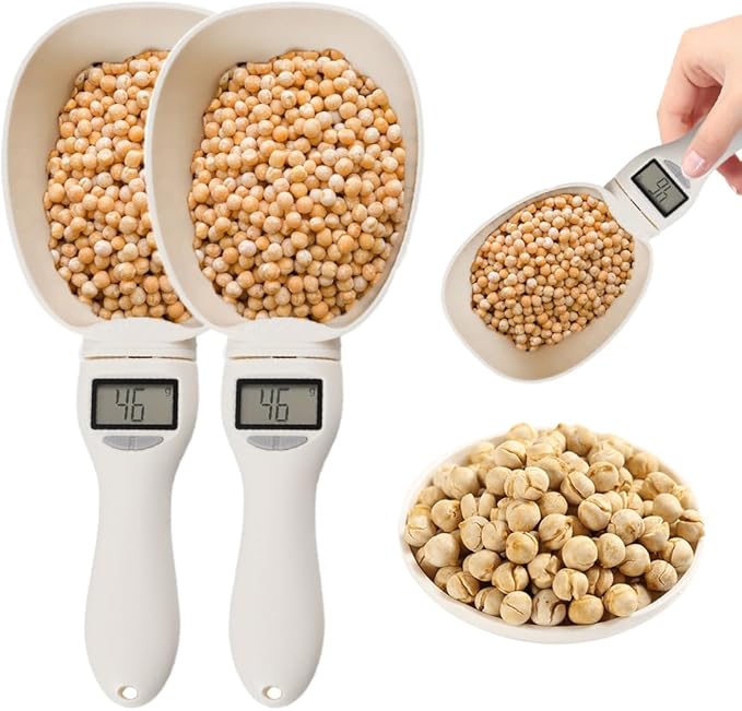 Digital Measuring Spoon, Food Digital Measuring Scoop Scale 800g / 0.1g High Precision with LCD Screen,Household Weighing Scoop for Kitchen and Dog Cat Food (Spoon/2pcs)