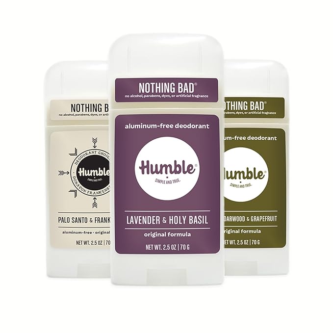 HUMBLE BRANDS Original Formula Aluminum-free Deodorant. Long Lasting Odor Control with Baking Soda and Essential Oils, Assorted, 3-Pack