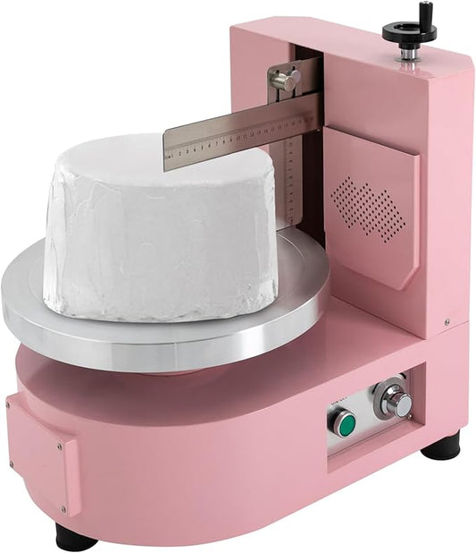 Cake Decorating Coating Machine with Graduated Scraper, 0-200RPM Rotating Speed Cream Spreading Automatic Frosting Turntable for 4-12inch Cakes (Pink)