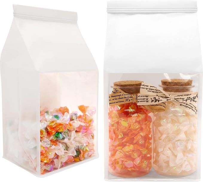 25Pcs 5.1x4.3x11 Inche Extra Thick Paper Bread Bags for Homemade with Window & Twist Tie - Ideal for Sourdough Bread, Bakery, Baked Goods, Pastry & Cookie Packaging, White Kraft, Flat Bottom
