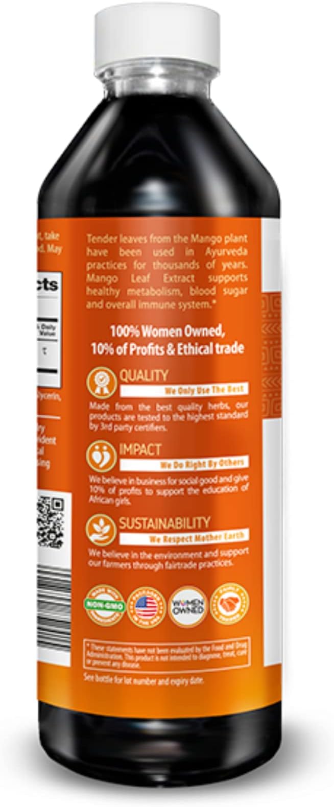 Mango Leaf Extract Liquid Organic - African Mango - Gut, Immunity, Digestive Support, General Wellness - Natural Supplements -12oz btl - Herbal Goodness