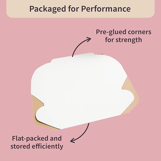 Reversible Bakery Boxes 9 x 9 x 3 in, No Window Lock Corner Pie and Tart Boxes with Front Tuck Lock & Side Clips, Kraft or White Exterior, Microwavable, 100 Pack