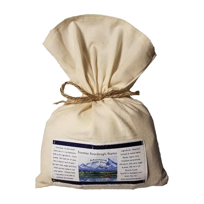 Bounty Foods Montana Sourdough Starter Set – 16 oz Artisan Bread Kit in Western-Style Burlap Bag – Wild Yeast Culture for Real Rustic Sourdough – Pioneer-Style Baking from the American West