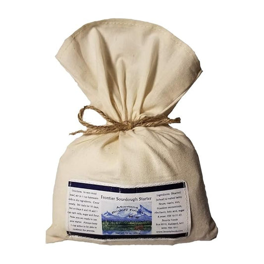 Bounty Foods Montana Sourdough Starter Set – 16 oz Artisan Bread Kit in Western-Style Burlap Bag – Wild Yeast Culture for Real Rustic Sourdough – Pioneer-Style Baking from the American West