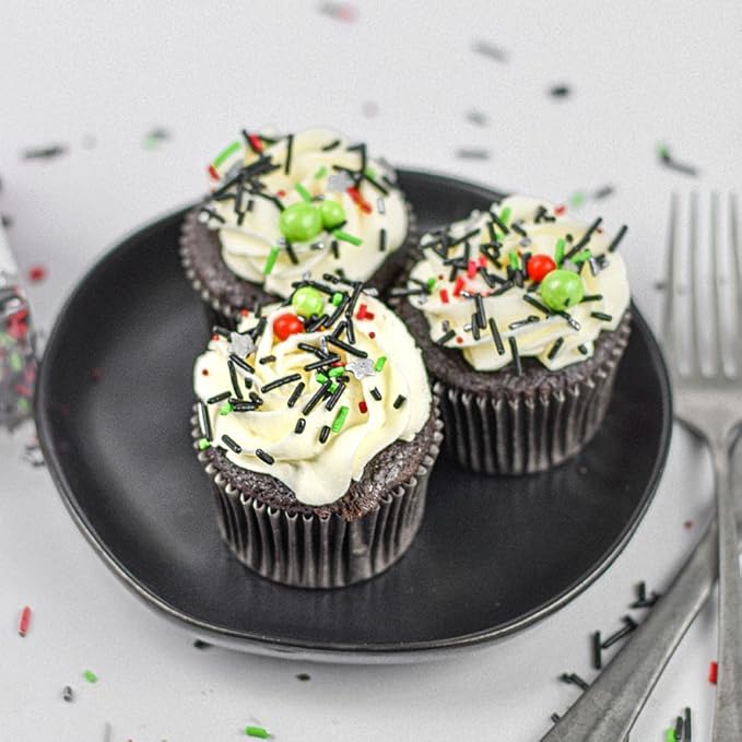 Black Space Wars Sprinkles for Cake Decorating - Galaxy Sprinkles for Cupcake Decorating and Baking in Black Jimmies, Red Nonpareils with Silver Stars Sprinkle Cake Decorations for Birthday