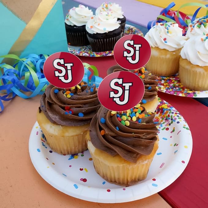 St. John's University Primary Logo Cupcake Picks Toppers Decoration Set of 6
