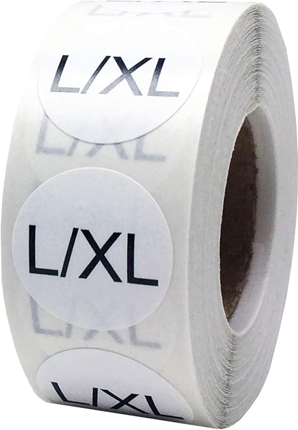 InStockLabels.com White Circle L/XL Clothing Size Stickers for Retail Apparel 0.75 Inch 500 Total Adhesive Labels