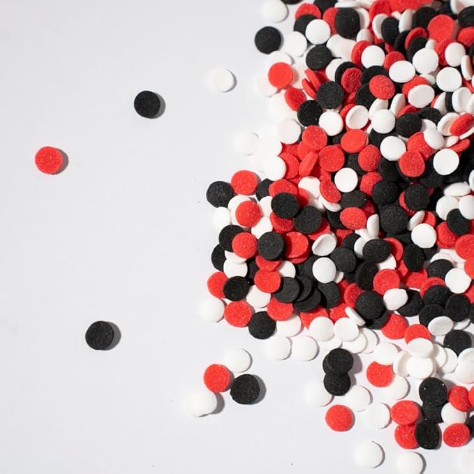 NIPEOR Rainbow Sprinkles,Red Black Confetti Sprinkles 3.53oz/100gEdible Sprinkle Topping Confetti Sprinkles, Round Sprinkles for Cake Cupcake Decorating, Candy Sprinkles, and Ice Cream Toppings (Rainbow Confetti Black Red)