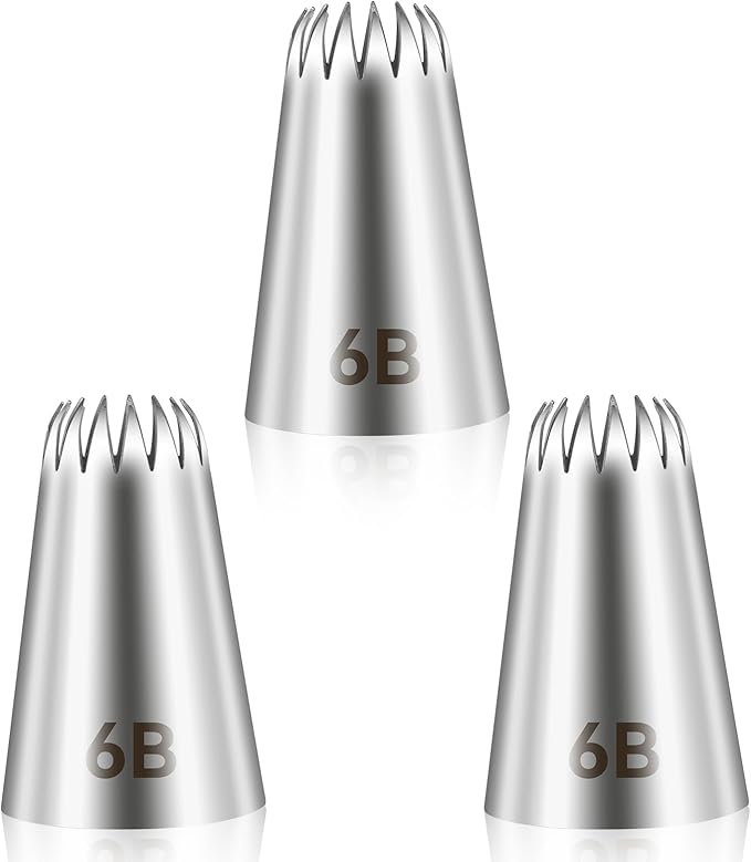 3pcs 6B Cake Piping Tips, Cake Decorating Supplies Piping Tips, Piping Nozzles Decorating Tips, Baking Tools For Buttercream, Icing, Birthday Cake, Cupcake, DIY Art