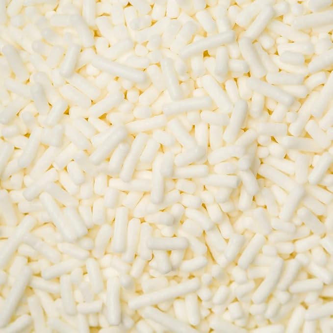 Sprinkles Edible Soft Jimmies Soft Sprinkles for Topping Ice Cream, Cookies, Cakes, Cupcakes, Dessert Decorating MADE IN USA 4 oz (WHITE)