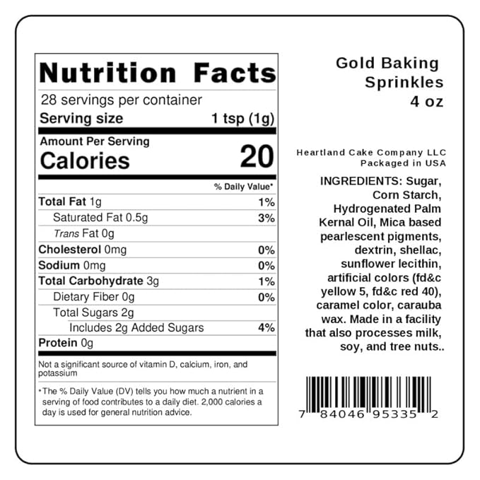 Gold Sprinkles for Baking Cakes, Cupcakes, Cookie Decorations, Ice Cream and Donut Toppings Edible Decorating Baking Supplies - 4 oz package (Gold)
