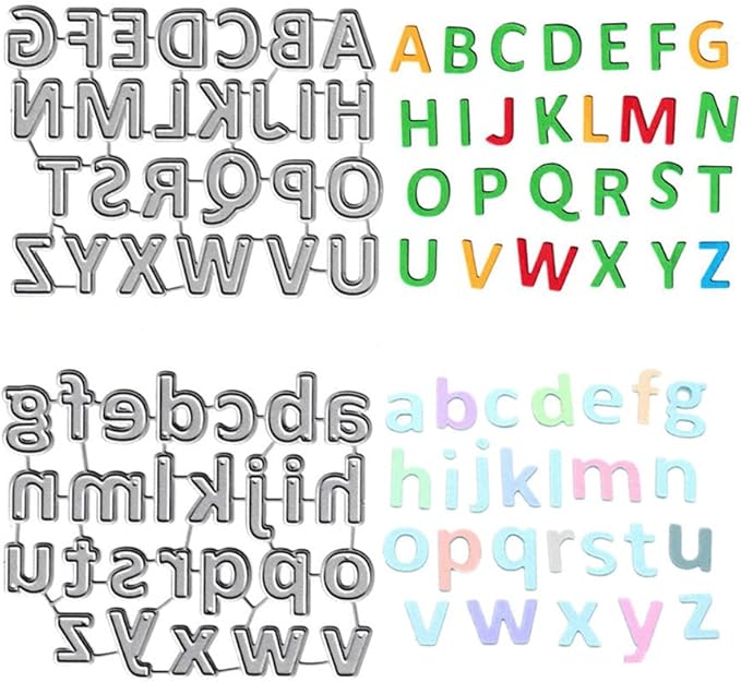 Lowercase 26 Alphabet Cutting Dies, Capital 26 Letters Die Cuts Metal Embossing Stencils Template Mould for Card Scrapbooking and DIY Craft Album Paper Card Decor
