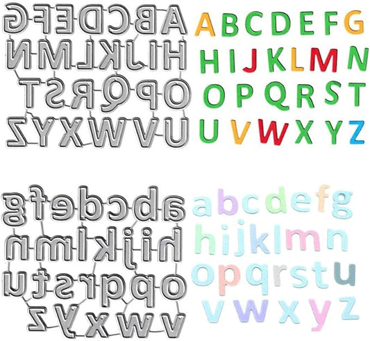 Lowercase 26 Alphabet Cutting Dies, Capital 26 Letters Die Cuts Metal Embossing Stencils Template Mould for Card Scrapbooking and DIY Craft Album Paper Card Decor