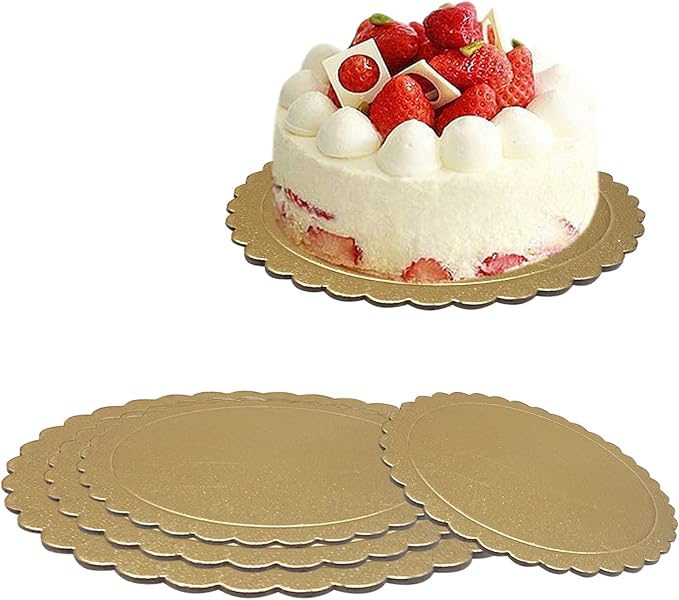 4 Pack Cake Boards Golden Round Cake Circles 6, 8, 10, 12 Inch Cake Base Cardboard, 1 of Each Size Set for Baking Cake, Gold