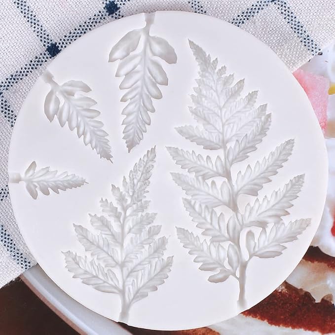 Leaf Silicone Mold Rose Flower Fondant Molds DIY Cake Decorating Tools Sugarcraft Candy Resin Clay Chocolate Gumpaste Moulds (3.8 x 3.8 x 0.24 inches)