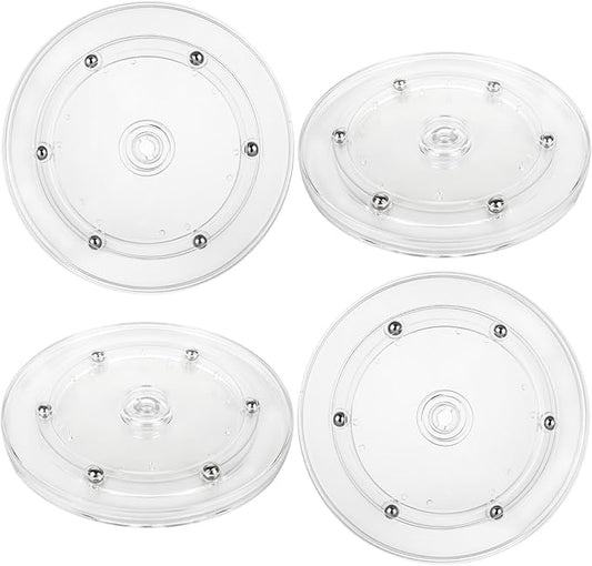 4PCS 6 inch Small Lazy Susan Turntable Clear Acrylic Lazy Susan Mini Acrylic Ball Bearing Rotating Tray for Spice Rack Table Cake Kitchen Pantry Decorating