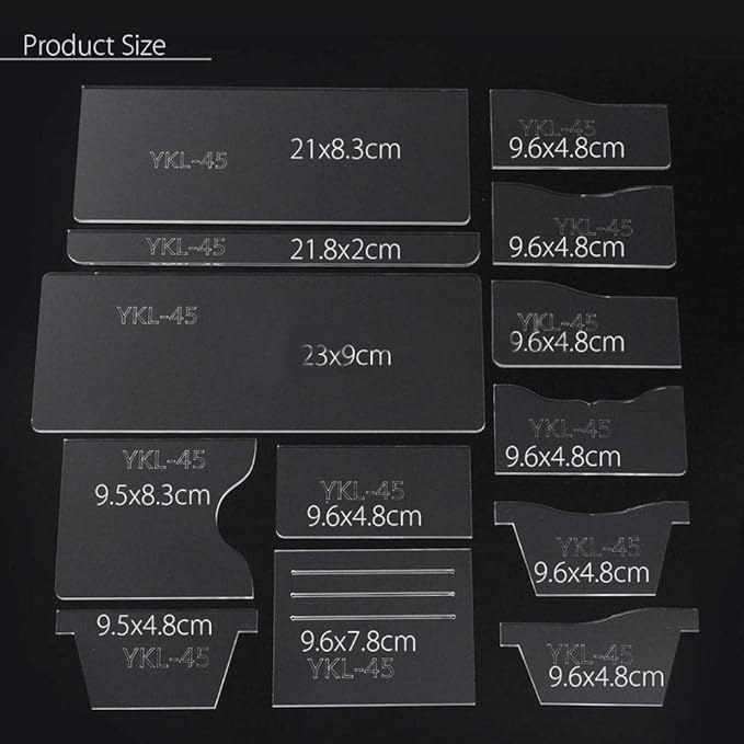 13X Clear Acrylic Wallet Pattern Stencil Template Drawings Set Leather Hand Craft DIY Tool