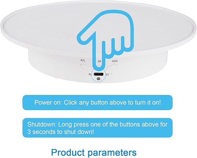 Motorized Rotating Display Stand, 360 Degree Electric Rotating Turntable with Velvet Top, 7.87inch /17.6lbs Load Automatic Mute Lazy Susan for Photography Products Jewelry 3D Model, White Stand