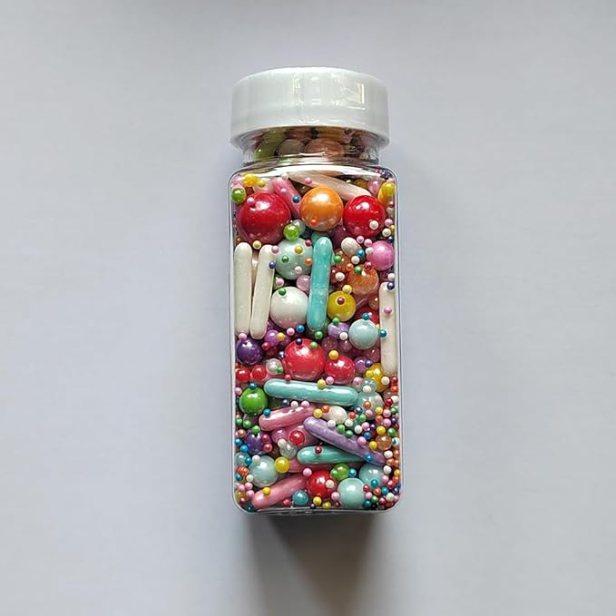 Edible Sprinkles Rainbow Pearl Sugar Candy Mix Size Baking Cake Decorations Cupcake Toppers Cookie Decorating Wedding Shower Party Valentine Halloween Christmas Supplies 100g/3.53oz