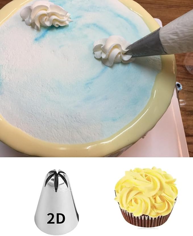 4pcs 2D Cake Piping Tips, Cake Decorating Kit,Stainless Steel, Piping Bags And Tips Set,Frosting Piping Kit,for Cookie Cup cake
