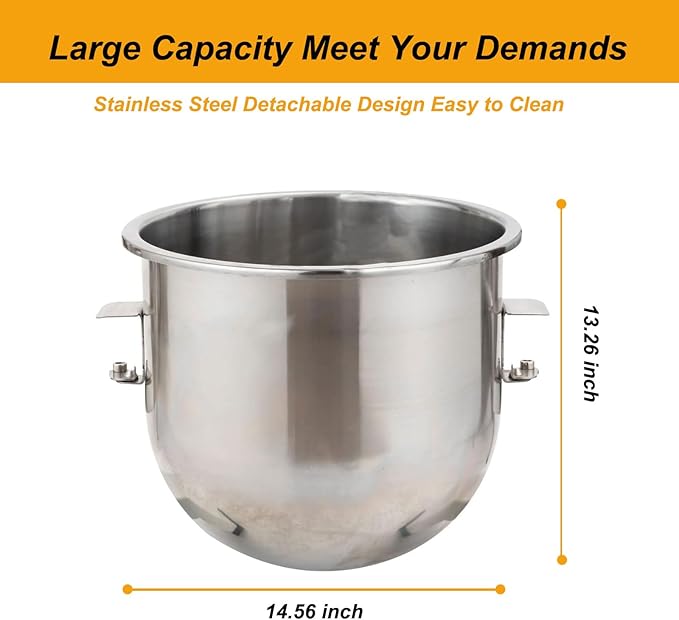 HAKKA Commercial Food Mixer 30Qt, Dough Mixer Machine with Stainless Steel Bowl 4 Functions 3 Speeds Adjustable 1100W/110V Heavy Duty Food Processer Stand Mixer With Safety Guard
