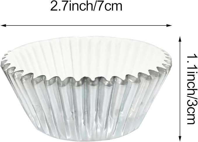 100pcs Cupcake Paper Baking Cups Wrapper Liners Cake, Foil Cupcake Liners for Baking Cupcakes (Silvery)