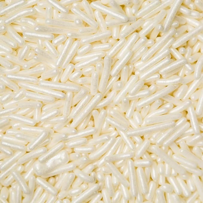 Sprinkles Edible Soft Jimmies Soft Sprinkles for Topping Ice Cream, Cookies, Cakes, Cupcakes, Dessert Decorating MADE IN USA 4 oz (WHITE PEARL)