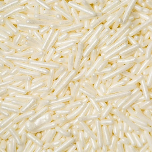 Sprinkles Edible Soft Jimmies Soft Sprinkles for Topping Ice Cream, Cookies, Cakes, Cupcakes, Dessert Decorating MADE IN USA 4 oz (WHITE PEARL)