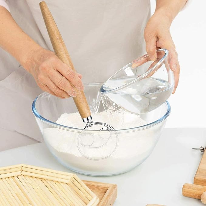 2 Pack Premium Danish Dough Whisk Set, Food-grade Dough Whisks, Danish Dough Whisks. (Wood)