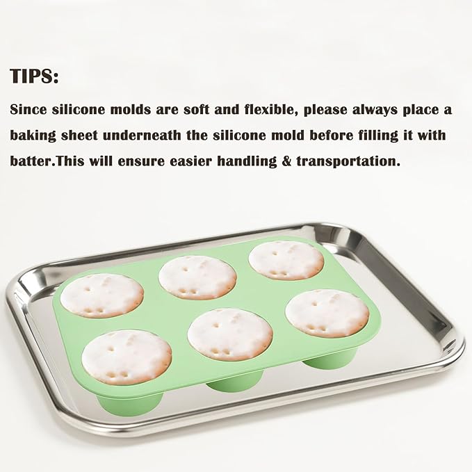 6 Cups Silicone Mini Muffin Pan Set, Nonstick Mini Cupcake Pans, 2pcs BPA Free Small Muffin Tin for Baking