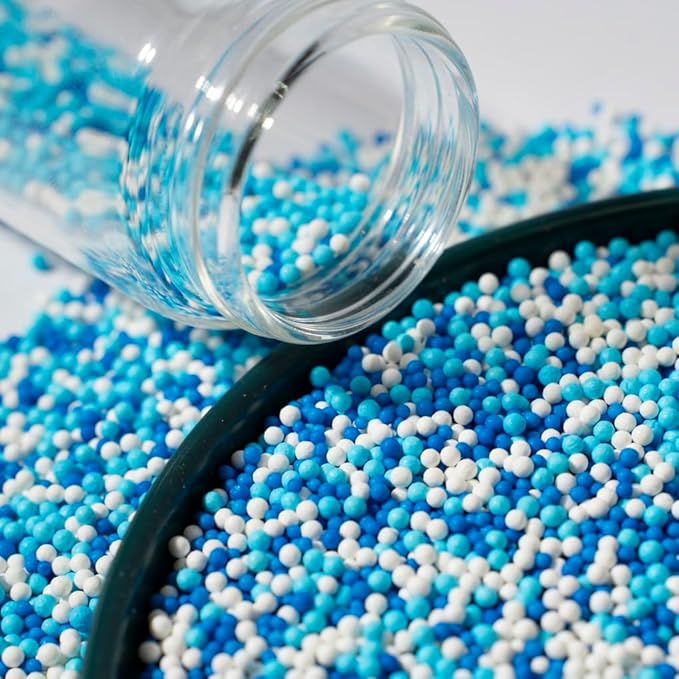 Sprinkles,Blue Edible Pearl Sprinkles for Cake Decorations, Baking, Ice Cream, Cookies, Cupcake Topper Edible Pearls Sprinkles - 2mm Matte White Sugar Pearls for Cake Decorating 130g/4.6oz 1 Bottle (2mm blue light blue)