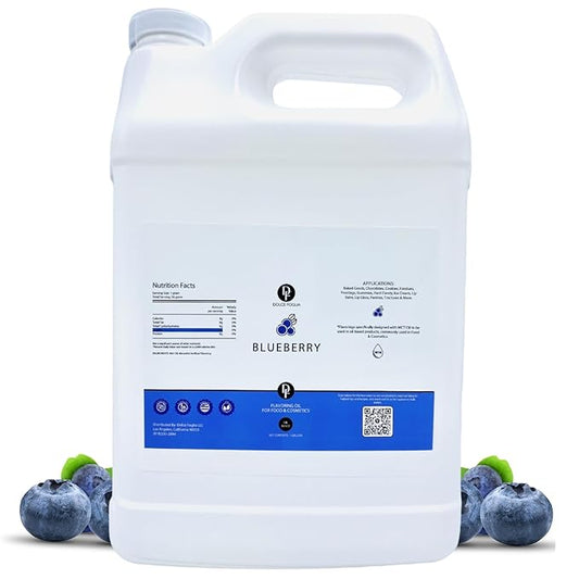 Dolce Flav Blueberry Extract – 1 Gallon Oil-Soluble Kosher, Sugar-Free, Concentrated Ripe Blueberry Flavoring for Baking, Chocolates & Desserts