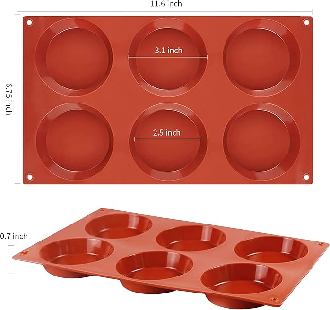 Silicone Egg Mold Muffin Top Pans, 3 Inch Non-stick Whoopie Pie Baking Pan Round Tray Sandwich Molds for Mini Cakes Biscuits Bread Buns English Muffins Breakfast Sandwiches